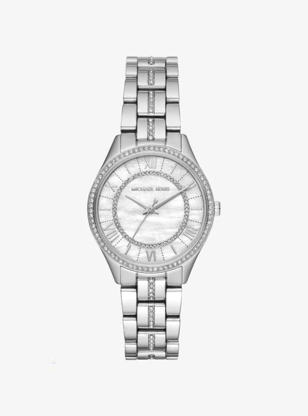 Damske Sliver-tone Hodinky Michael Kors Mini Lauryn Pavé Strieborne - Hodinky Michael Kors Vypredaj | GFCMJ-4259